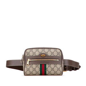 Gucci Ophidia GG Supreme Waist Bag Belt Beige Tan Brown Leather